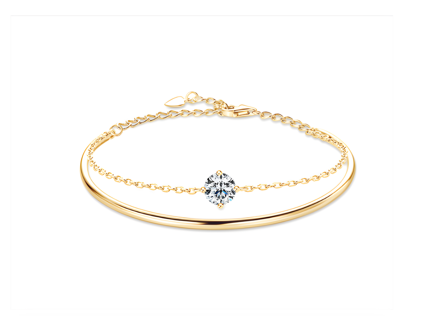 AURÉN Luxe Moissanite Bracelet – Double-Layer Design in S925 Silver / 18K Gold