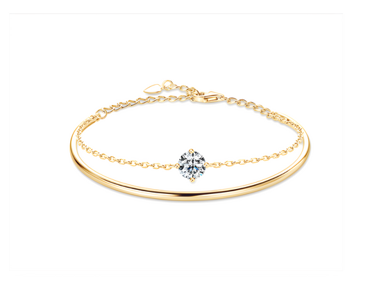 AURÉN Luxe Moissanite Bracelet – Double-Layer Design in S925 Silver / 18K Gold
