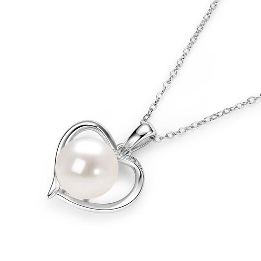 AURÉN | Amour Necklace — Heart-Shaped Freshwater Pearl Pendant|925 Sterling Silver / 18K Gold