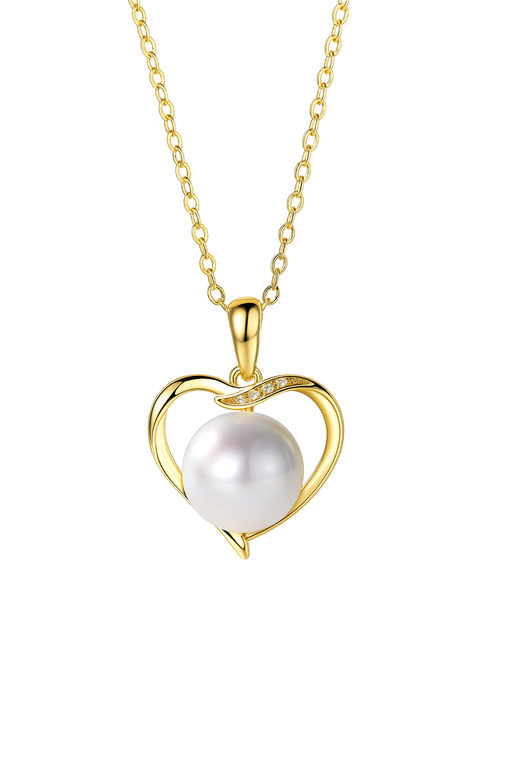 AURÉN | Amour Necklace — Heart-Shaped Freshwater Pearl Pendant|925 Sterling Silver / 18K Gold