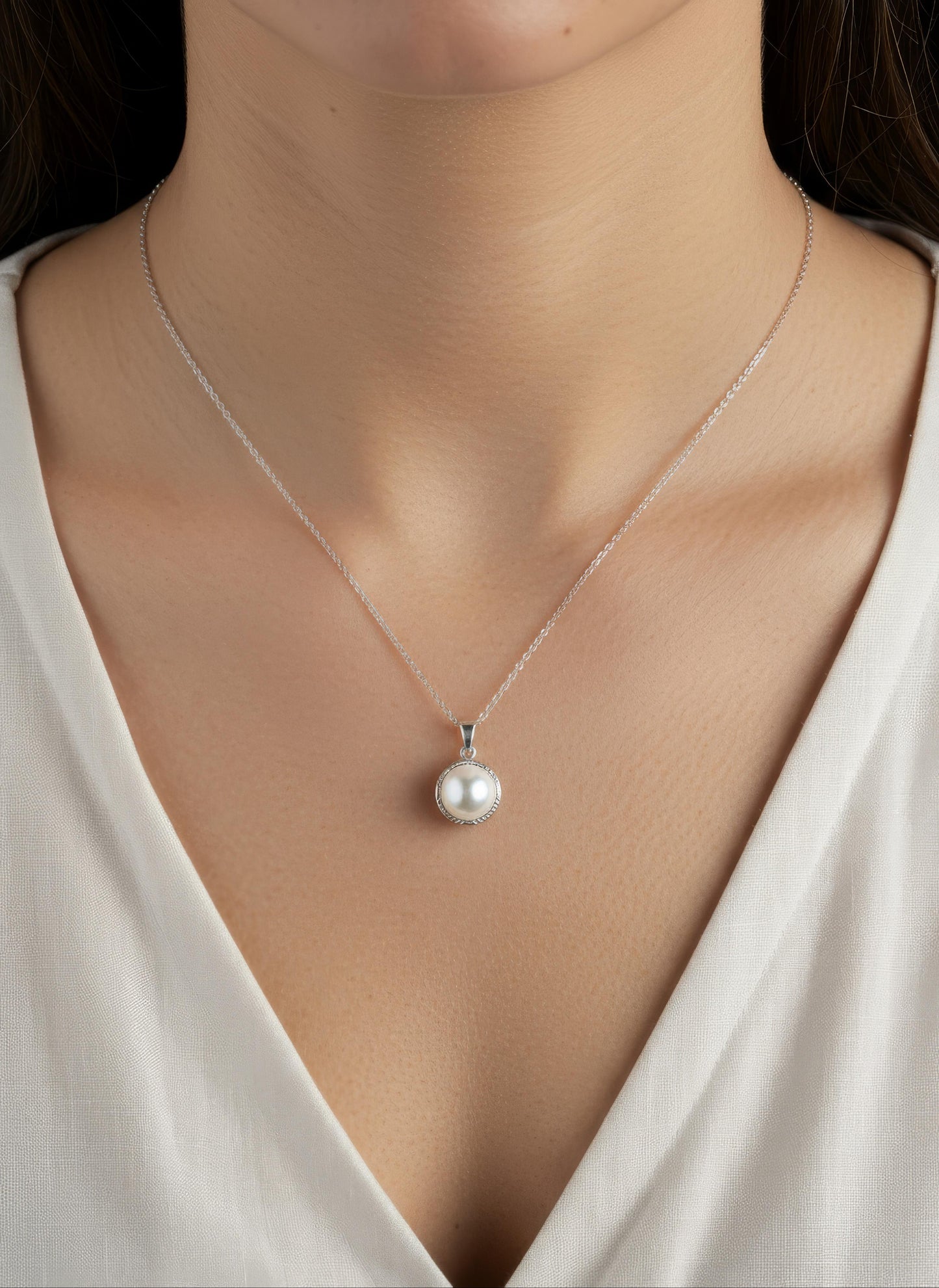 AURÉN Seraphine Pearl Pendant Necklace | S925 Sterling Silver/18K