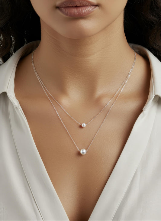 AURÉN Vionelle Double-Layer Pearl Necklace | S925 Sterling Silver / 18K Gold Vermeil