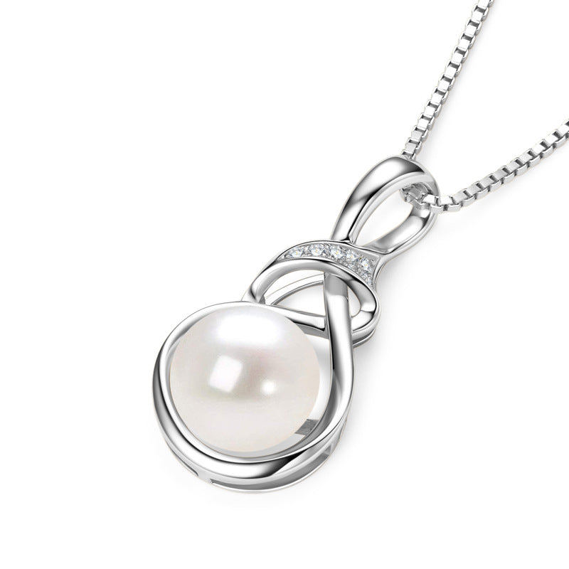 AURÉN Lunaria Grace Pearl & Moissanite Pendant Necklace | S925 Sterling Silver/ 18K Gold