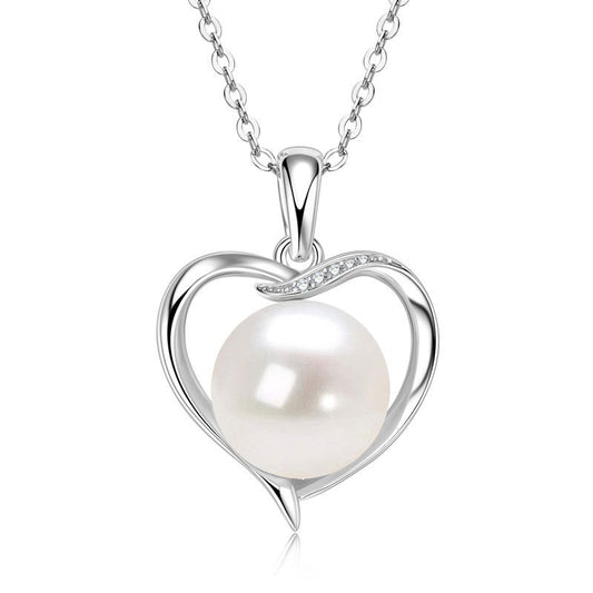 AURÉN | Amour Necklace — Heart-Shaped Freshwater Pearl Pendant|925 Sterling Silver / 18K Gold