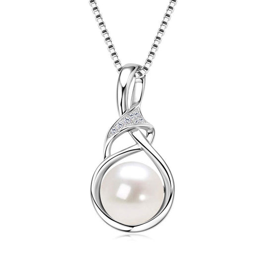 AURÉN Lunaria Grace Pearl & Moissanite Pendant Necklace | S925 Sterling Silver/ 18K Gold